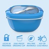 image:imageBentgo Salad Container Lunch Bowl with 4Compartment Toppings Tray 54 oz  LeakProof Dressing Container Reusable Fork BPAFree Microwave amp Dishwasher Safe GrayBlue