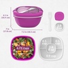 image:imageBentgo Salad Container Lunch Bowl with 4Compartment Toppings Tray 54 oz  LeakProof Dressing Container Reusable Fork BPAFree Microwave amp Dishwasher Safe GrayPurple