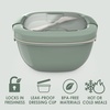 image:imageBentgo Salad Container Lunch Bowl with 4Compartment Toppings Tray 54 oz  LeakProof Dressing Container Reusable Fork BPAFree Microwave amp Dishwasher Safe GrayKhaki Green
