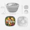image:imageBentgo Salad Container Lunch Bowl with 4Compartment Toppings Tray 54 oz  LeakProof Dressing Container Reusable Fork BPAFree Microwave amp Dishwasher Safe GrayGray