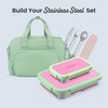 image:imageBentgo Stainless Steel Lunch Box LeakProof 3 Compartments 43 Cups  188 Stainless Steel Tray EasyOpen Clips PFAS amp BPAFree TopRack Dishwasher Safe Ages 3 Gray LeafStrawberry