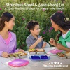 image:imageBentgo Stainless Steel Lunch Box LeakProof 3 Compartments 43 Cups  188 Stainless Steel Tray EasyOpen Clips PFAS amp BPAFree TopRack Dishwasher Safe Ages 3 Gray LeafStrawberry