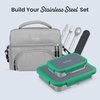 image:imageBentgo Stainless Steel Snack Box LeakProof 2 Compartments 2Cup CapacityGray Leaf