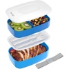 image:imageBentgo Classic Stackable 3Compartment Adult BentoStyle Lunch Box  Removable Utensil Set and Sealing Strap BPAFree Food Container Ideal for Meal Prep Work and On the Go Coastal AquaBlue