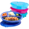 image:imageBentgo Easyboxes Stackable 4Compartment Oval Lunch Boxes 8Piece Set  Reusable BPAFree Meal Prep Patented Design Microwave Dishwasher amp FreezerSafe Jewel Brights