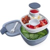 image:imageBentgo Salad Container Lunch Bowl with 4Compartment Toppings Tray 54 oz  LeakProof Dressing Container Reusable Fork BPAFree Microwave amp Dishwasher Safe GraySlate