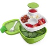 image:imageBentgo Salad Container Lunch Bowl with 4Compartment Toppings Tray 54 oz  LeakProof Dressing Container Reusable Fork BPAFree Microwave amp Dishwasher Safe GrayGreen