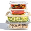 image:imageBentgo Signature Glass Food Storage Containers with Lids 4 Piece Set  LeakProof Airtight Borosilicate Glass PFAS amp BPAFree Microwave Oven Freezer amp DishwasherSafe White Stone8Piece Set White Stone