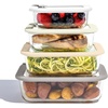 image:imageBentgo Signature Glass Food Storage Containers with Lids 8 Piece Set  LeakProof Airtight Borosilicate Glass PFAS amp BPAFree Microwave Oven Freezer amp DishwasherSafe Desert SageWhite Stone