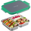 image:imageBentgo Stainless Steel Lunch Box LeakProof 3 Compartments 43 Cups  188 Stainless Steel Tray EasyOpen Clips PFAS amp BPAFree TopRack Dishwasher Safe Ages 3 Gray LeafGray Leaf