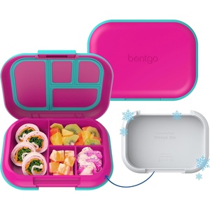 image:imageBentgo Chill Kids 4Compartment Bento Box Leakproof Lunch Box  BuiltIn Ice Pack 33 Cup Capacity BPAFree Microwave amp Dishwasher Safe Tray Ideal for Ages 37 RedRoyalFuchsiaTeal