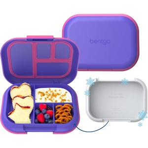 image:imageBentgo Chill Kids 4Compartment Bento Box Leakproof Lunch Box  BuiltIn Ice Pack 33 Cup Capacity BPAFree Microwave amp Dishwasher Safe Tray Ideal for Ages 37 RedRoyalElectric Violet