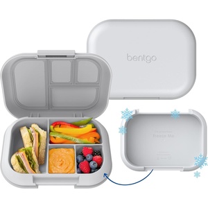 image:imageBentgo Chill Kids 4Compartment Bento Box Leakproof Lunch Box  BuiltIn Ice Pack 33 Cup Capacity BPAFree Microwave amp Dishwasher Safe Tray Ideal for Ages 37 RedRoyalGray