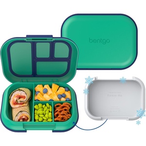 image:imageBentgo Chill Kids 4Compartment Bento Box Leakproof Lunch Box  BuiltIn Ice Pack 33 Cup Capacity BPAFree Microwave amp Dishwasher Safe Tray Ideal for Ages 37 RedRoyalGreenNavy