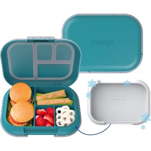 image:imageBentgo Chill Kids 4Compartment Bento Box Leakproof Lunch Box  BuiltIn Ice Pack 33 Cup Capacity BPAFree Microwave amp Dishwasher Safe Tray Ideal for Ages 37 RedRoyalConfetti Edition  Truly Teal