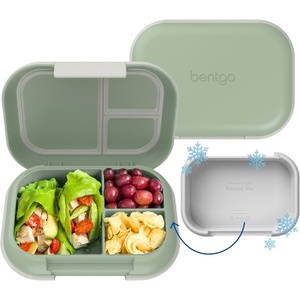 image:imageBentgo Chill Max LeakProof XL BentoStyle 3 or 4 Compartment Lunch Box  Included Ice Pack Keeps Food Cold 5Cup Capacity for Adults amp Ages 8 BPAFree Dishwasher Safe Fog amp Deep TealClay Green  Gray
