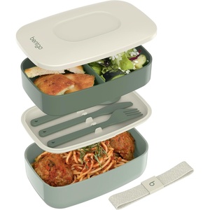 image:imageBentgo Classic Stackable 3Compartment Adult BentoStyle Lunch Box  Removable Utensil Set and Sealing Strap BPAFree Food Container Ideal for Meal Prep Work and On the Go Coastal AquaKhaki Green