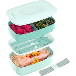 image:imageBentgo Classic Stackable 3Compartment Adult BentoStyle Lunch Box  Removable Utensil Set and Sealing Strap BPAFree Food Container Ideal for Meal Prep Work and On the Go Coastal AquaCoastal Aqua