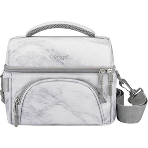 image:imageBentgo Deluxe Insulated Lunch Bag with Adjustable Strap amp Outer Pocket  Fits Most Bentgo Lunch Boxes Internal Mesh Pocket Safe amp Durable Materials SlateWhite Marble