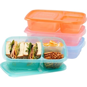 image:imageBentgo Easyboxes Stackable 3Compartment Bento Lunch Boxes Set of 10  Reusable BPAFree Microwave Dishwasher amp FreezerSafe CustomFit Lids Lightweight Jewel BrightsPastels 4Pack