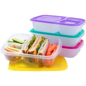 image:imageBentgo Easyboxes Stackable 3Compartment Bento Lunch Boxes Set of 10  Reusable BPAFree Microwave Dishwasher amp FreezerSafe CustomFit Lids Lightweight Jewel BrightsBrights 4Pack