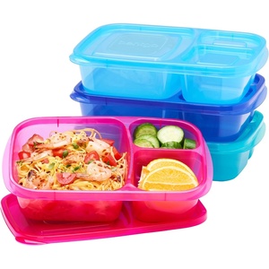image:imageBentgo Easyboxes Stackable 3Compartment Bento Lunch Boxes Set of 10  Reusable BPAFree Microwave Dishwasher amp FreezerSafe CustomFit Lids Lightweight Jewel BrightsJewel Brights 4Pack