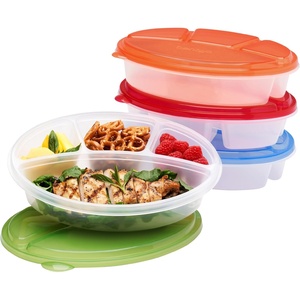 image:imageBentgo Easyboxes Stackable 4Compartment Oval Lunch Boxes 8Piece Set  Reusable BPAFree Meal Prep Patented Design Microwave Dishwasher amp FreezerSafe Classic