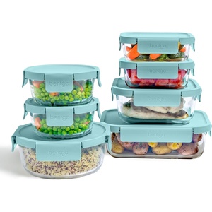 image:imageBentgo Glass LeakProof Food Storage Set 14 Piece Airtight Lids BPAFree  Meal Prep amp Leftovers Borosilicate Glass Microwave Oven Freezer amp DishwasherSafe Nesting Design Soft Aqua14Piece Set Soft Aqua