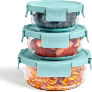 image:imageBentgo Glass LeakProof Food Storage Set 14 Piece Airtight Lids BPAFree  Meal Prep amp Leftovers Borosilicate Glass Microwave Oven Freezer amp DishwasherSafe Nesting Design Soft Aqua6Piece Set Soft Aqua