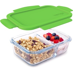 image:imageBentgo Glass Snack  LeakProof BentoStyle Snack Container with Airtight Lid and Divided 2Compartment Design  175 Cup Capacity for Meal Prepping and PortionControlled Snacking PurpleGreen
