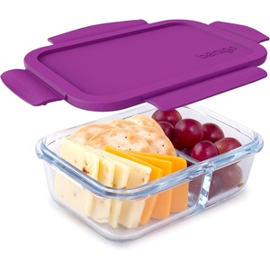 image:imageBentgo Glass Snack  LeakProof BentoStyle Snack Container with Airtight Lid and Divided 2Compartment Design  175 Cup Capacity for Meal Prepping and PortionControlled Snacking PurplePurple
