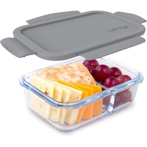 image:imageBentgo Glass Snack  LeakProof BentoStyle Snack Container with Airtight Lid and Divided 2Compartment Design  175 Cup Capacity for Meal Prepping and PortionControlled Snacking PurpleGray