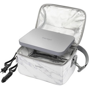 image:imageBentgo Heat Electric Lunch Bag amp Heated Lunch Box for Work amp Travel  ThermalInsulated Lunch Bag Nonstick Warming Plate Car amp Wall Power Cords Shoulder Strap White MarbleWhite Marble