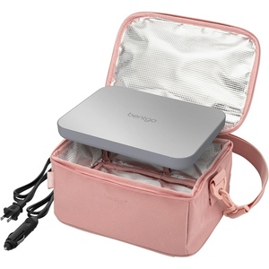 image:imageBentgo Heat Electric Lunch Bag amp Heated Lunch Box for Work amp Travel  ThermalInsulated Lunch Bag Nonstick Warming Plate Car amp Wall Power Cords Shoulder Strap White MarbleBlush