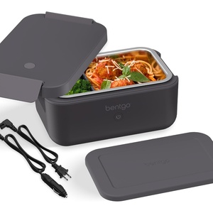 image:imageBentgo Heat Electric Lunch Box amp Portable Food Warmer for Work amp Travel  Heated Lunch Box 41Cup Stainless Steel Container Leakproof Lid Wall amp Car Power Cords LatteObsidian