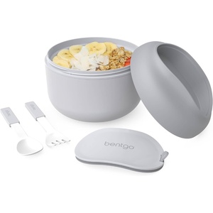 image:imageBentgo Insulated Food Jar 212 oz Snack Compartment Retractable Utensils  VacuumInsulated Stainless Steel LeakResistant Wide Mouth BPAFree GrayGray