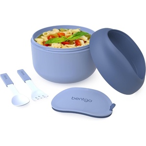 image:imageBentgo Insulated Food Jar 212 oz Snack Compartment Retractable Utensils  VacuumInsulated Stainless Steel LeakResistant Wide Mouth BPAFree GraySlate