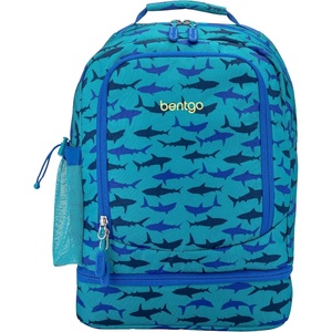 image:imageBentgo Kids 2in1 Backpack amp Insulated Lunch Bag with Padded Straps  16 Kids School Backpack for Travel amp Sleepovers WaterResistant Large Compartments amp Water Bottle Pocket Blue SpeckleShark