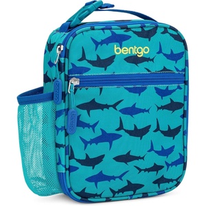 image:imageBentgo Kids Insulated WaterResistant Reusable Lunch Tote  Lightweight amp Durable Lunch Bag with Water Bottle Holder amp Mesh Pocket Fits Lunch Box amp Water Bottle For Ages 3 DinosaurSharks