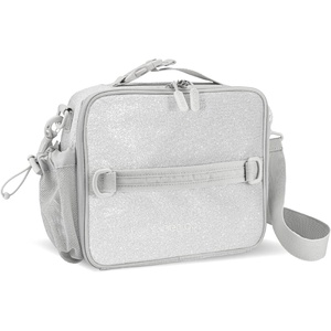 image:imageBentgo Kids Lunch Bag  DoubleInsulated Reusable Lunch Bag for Kids 3 with Adjustable Strap Holds Lunch BoxWater BottleSnacks EasyClean WaterResistant amp Pockets Glitter  Petal PinkGlitter Edition  Silver