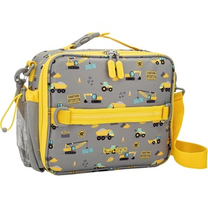 image:imageBentgo Kids Lunch Bag  DoubleInsulated Reusable Lunch Bag for Kids 3 with Adjustable Strap Holds Lunch BoxWater BottleSnacks EasyClean WaterResistant amp Pockets Glitter  Petal PinkConstruction Trucks