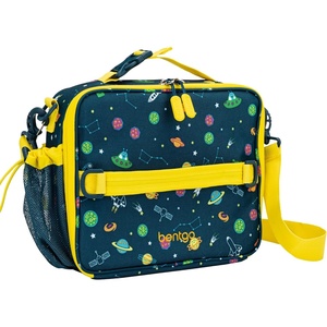 image:imageBentgo Kids Prints DoubleInsulated Reusable Lunch Bag  For Kids 3 Adjustable Strap Holds Lunch BoxWater BottleSnacks EasyClean WaterResistant Pockets Abyss Blue SpeckleSpace