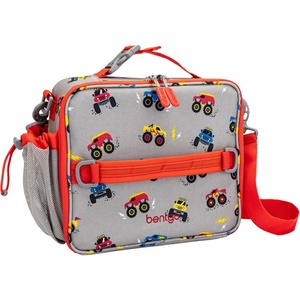 image:imageBentgo Kids Prints DoubleInsulated Reusable Lunch Bag  For Kids 3 Adjustable Strap Holds Lunch BoxWater BottleSnacks EasyClean WaterResistant Pockets Abyss Blue SpeckleTrucks