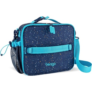 image:imageBentgo Kids Prints DoubleInsulated Reusable Lunch Bag  For Kids 3 Adjustable Strap Holds Lunch BoxWater BottleSnacks EasyClean WaterResistant Pockets Abyss Blue SpeckleConfetti Edition  Abyss Blue