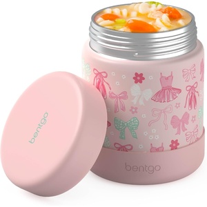 image:imageBentgo Kids Stainless Steel LeakProof Food Jar for Hot or Cold Food  11 fl oz Double Insulated Container with Removable Silicone Bumper Dishwasher Safe Easy Open Lid Ages 3 Cowgirl DreamsBallet and Bows