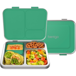 image:imageBentgo Kids Stainless Steel LeakResistant Lunch Box 3 Compartments  Bonus Silicone Container PFAS amp BPAFree OdorResistant Dishwasher Safe Ages 3 GreenGreen