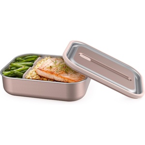 image:imageBentgo MicroSteel LeakProof Bento Lunch Box Microwave amp OvenSafe  5Cup Capacity Removable Divider Airtight Lid BPA amp PFASFree TopRack DishwasherSafe AquaRose Gold