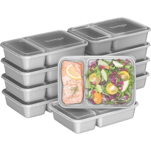 image:imageBentgo Prep  20Piece 2Compartment Reusable Meal Prep Containers with Lids PFAS amp BPA Free Materials Durable Microwave Freezer amp Dishwasher Safe To Go Food Storage Whisper Gray  3 Cup Capacity Portion Control Stackable PFAS amp BPAFree Microwave Freezer amp DishwasherSafe Whisper GraySilver