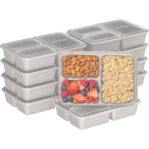 image:imageBentgo Prep  20Piece 3Compartment Reusable Meal Prep Containers with Lids PFAS amp BPA Free Materials Durable Microwave Freezer amp Dishwasher Safe To Go Food Storage Rosette GlitterStone Gray