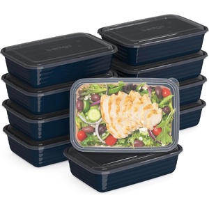 image:imageBentgo Prep 1Compartment Meal Prep Containers with Lids 20 Piece Set  4 Cup Capacity Portion Control Stackable PFAS amp BPAFree Microwave Freezer amp DishwasherSafe Peony GlitterNavy Blue